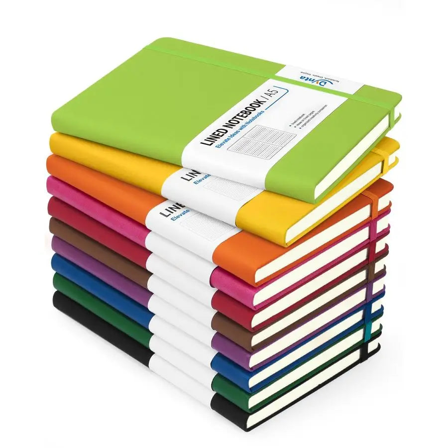 Hardcover Journal Notebooks, 10 Packs A5 Lined Journals Bulk for Writing 200 Pages 100Sheets, 8.4 x 5.8 inch, 10 Colors Classic