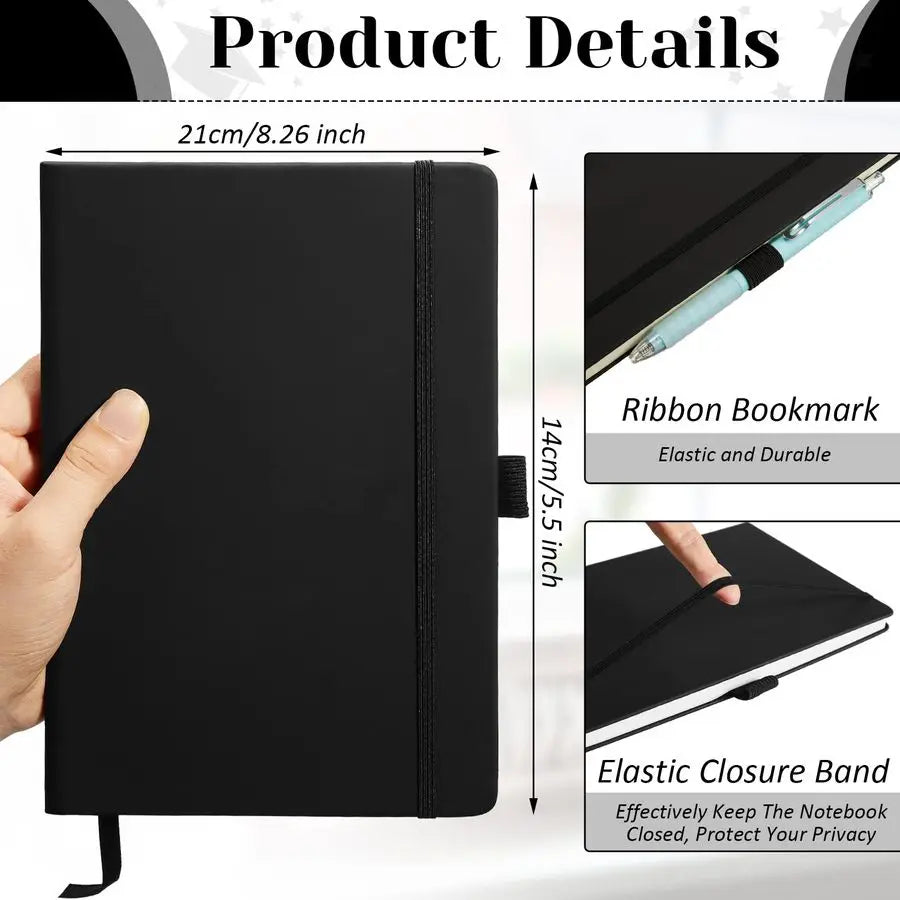 28 Pack PU Leather Lined Notebook Journal Bulk A5 Hardcover Notebook College Ruled 5.5 x 8.2 Inch Journal with Pen Holder for Sc