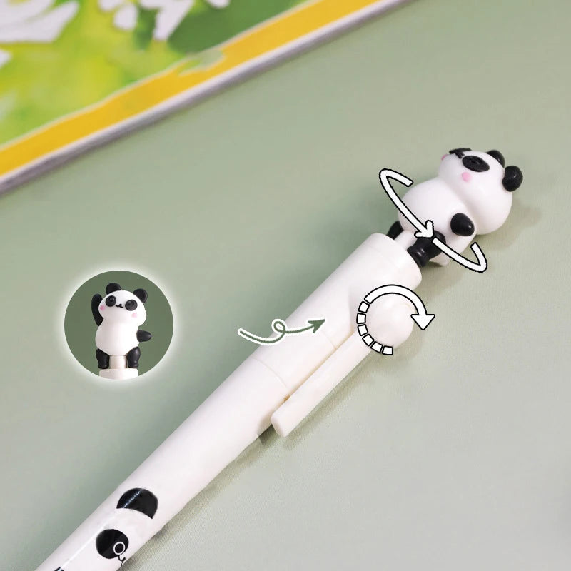 1pc Rotatable Gel Pens Kawaii Panda Ballpoint Pen Cute Writing Tools School Office Supplies Student Stationery Gifts