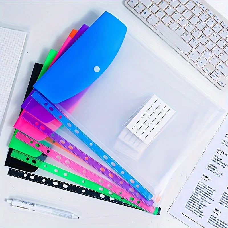 4-Pack Random Colors A4 Expanding File Folder with Button 11-Ring Binder Pockets - Heavy-Duty Pp Plastic File Organizer Durable A4 Binder Organizer Suitable for School Office Home Organization