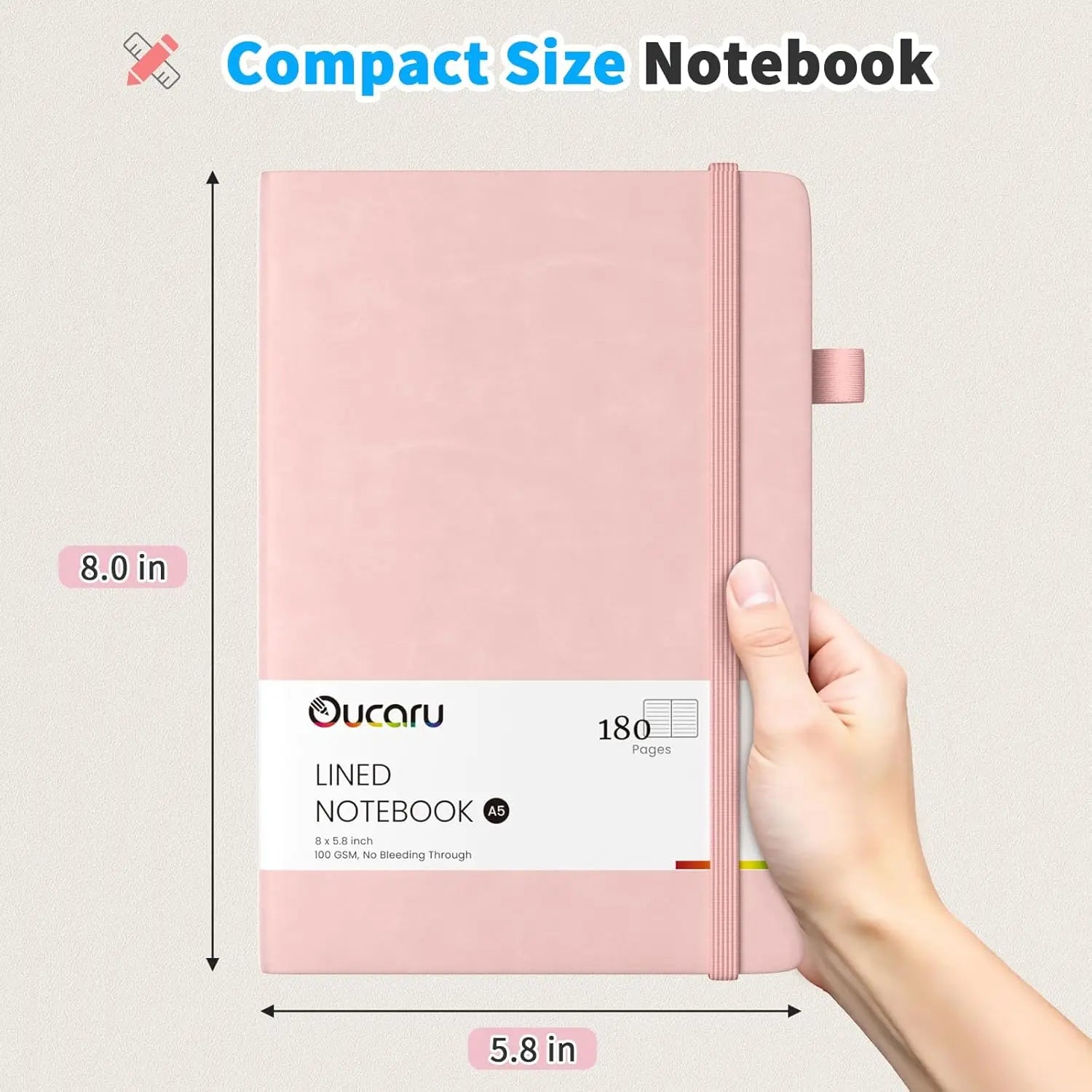 4-Pack A5 Lined Journal Notebook, 180 Pages, 100 GSM Thick Paper for Writing, School, Work, Travel Supplies