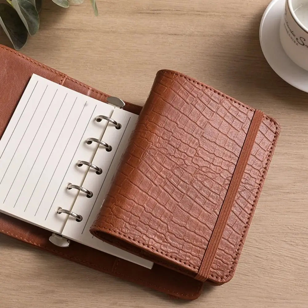 Creative A8 Leather Binder Notebook Portable 5 Holes Mini Diary Planner Schedule Blank Line Memo Pads School